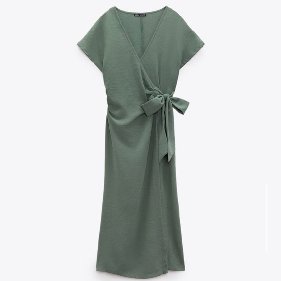 Green Zara Wrap Dress - Picture 9 of 9